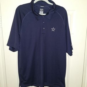 Reebok Play Dry NFL Dallas Cowboys Football Blue Polo Shirt Men's sz Large.